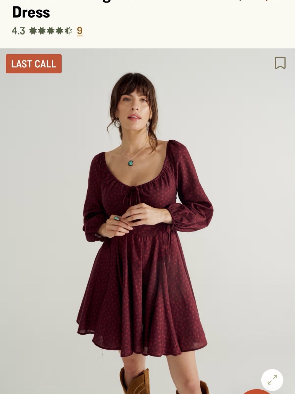 Tecovas Wine-Red Scoop Neck Mini Dress Western